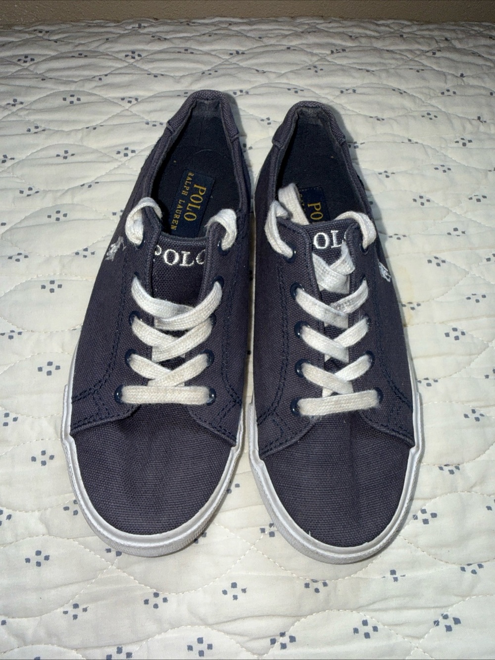 Polo Ralph Lauren Navy Canvas Sneakers with White Laces